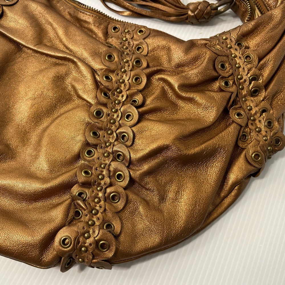Vintage Isabella Fiore Genuine Soft Glove Leather Embellished Hand/Shoulder Bag - Picture 9 of 16